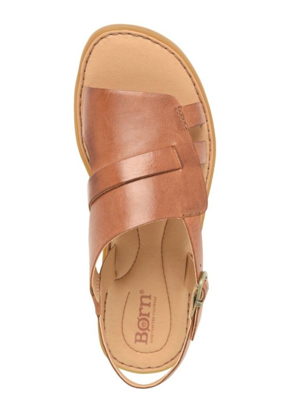 Born Brown Leather Slingback Sandals with Buckle Accent
